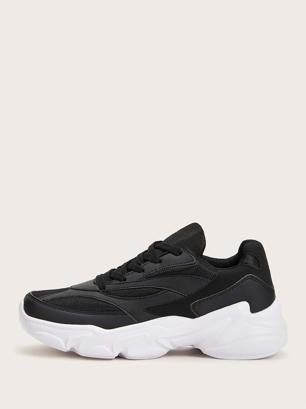 

Men Lace-up Front Chunky Sneakers, Black