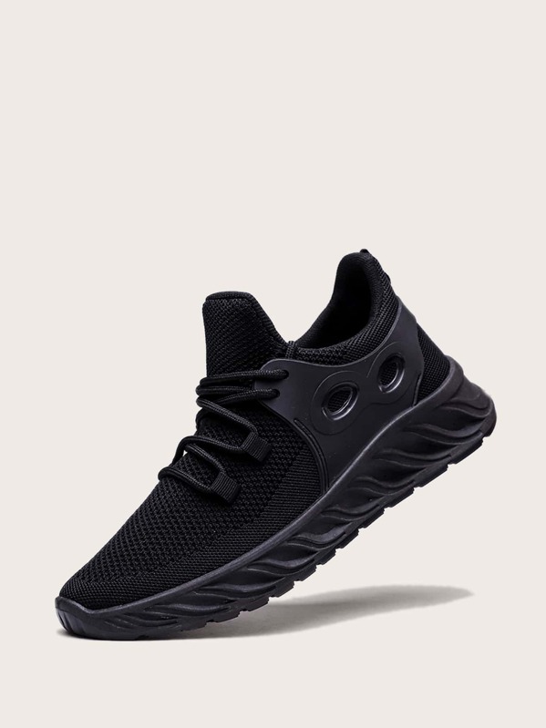 

Men Lace-up Front Wide Fit Sneakers, Black