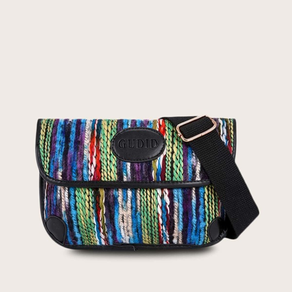 

PU Patch Flap Fanny Pack, Multicolor