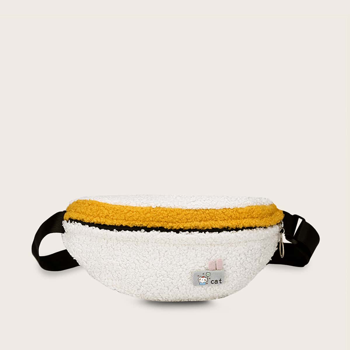 

Faux Fur Color Block Fanny Pack, White