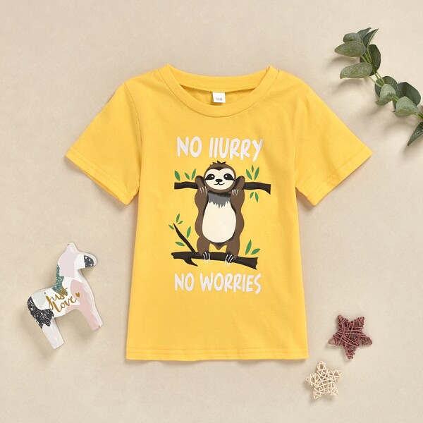 

Toddler Boys Sloth & Letter Graphic Tee, Yellow