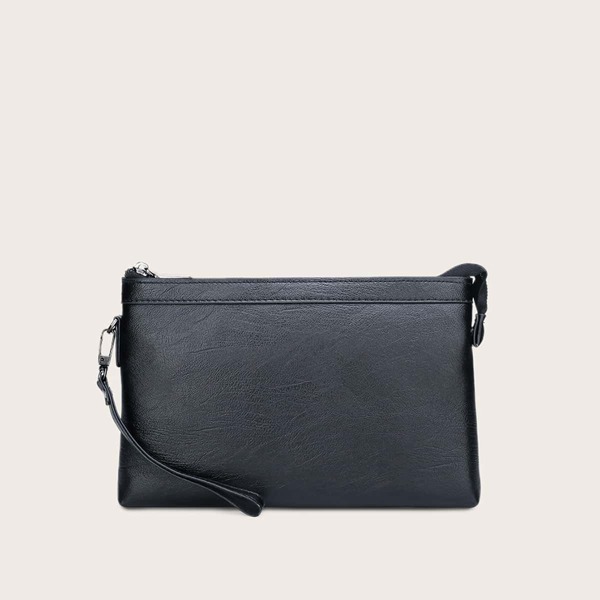 

Men Minimalist Clutch Bag With Wristlet, Black
