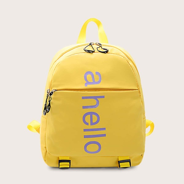 

Girls Letter Graphic Zip Front Backpack, Yellow