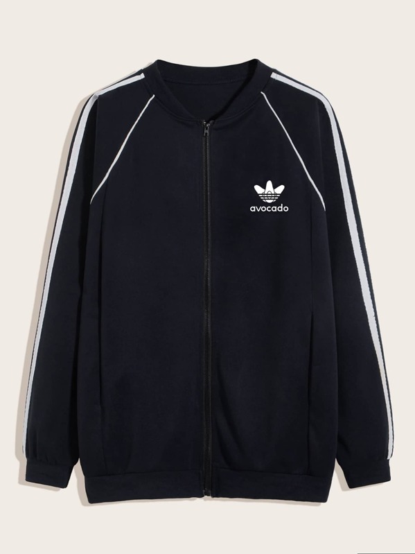 

Men Letter Graphic Raglan Sleeve Bomber Jacket, Navy