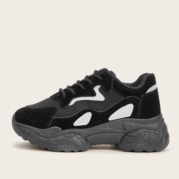 

Lace-up Front Chunky Sneakers, Black