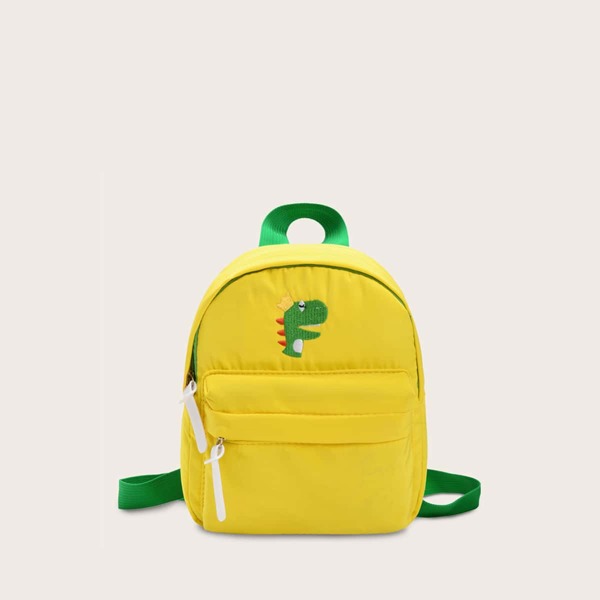 

Kids Dinosaur Embroidered Curved Top Backpack, Yellow