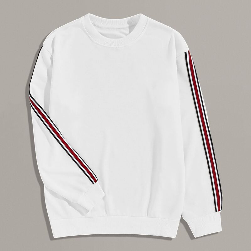 

Guys Drop Shoulder Side Stripe Sweatshirt, White