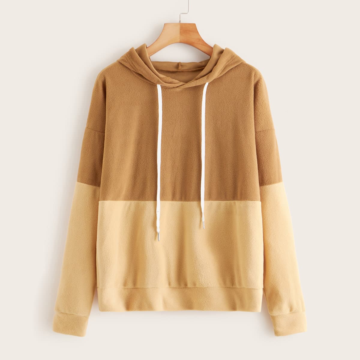 

Two Tone Drop Shoulder Teddy Hoodie, Multicolor