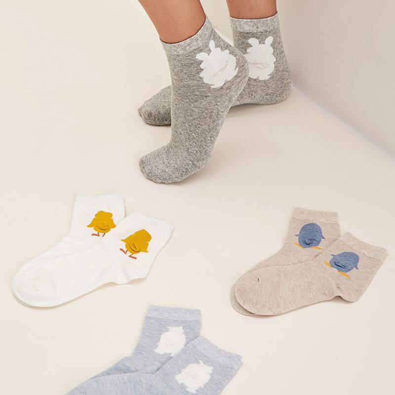 

4pairs Rabbit Pattern Socks, Multicolor