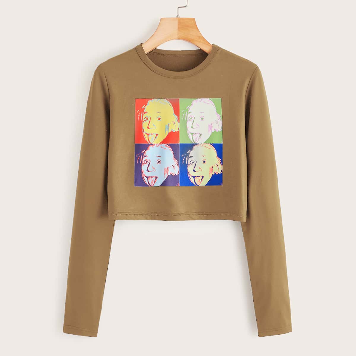 

Figure Graphic Long Sleeve Crop Tee, Khaki