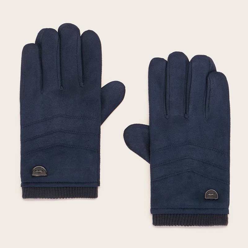 

1pair Guys Stitched Gloves, Navy