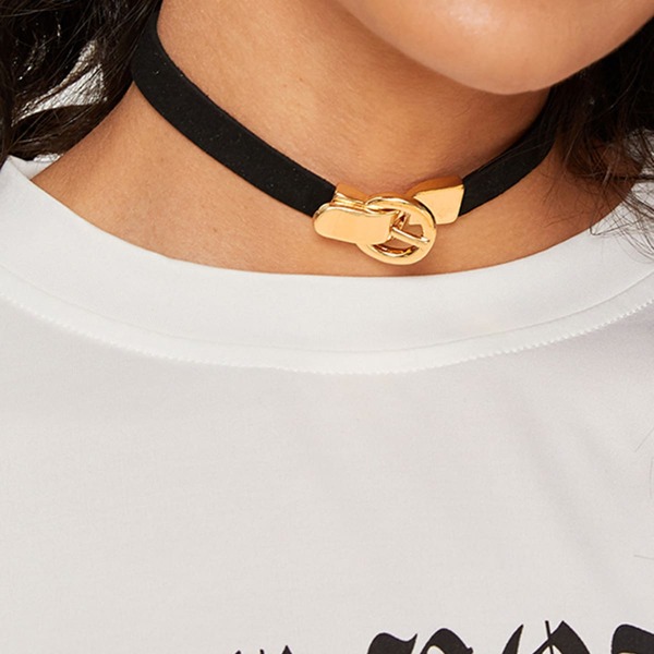 

1pc O-ring Buckle Choker, Black