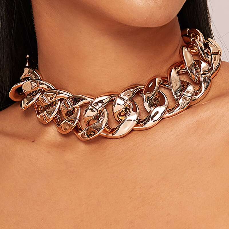 

1pc Simple Chain Necklace, Gold