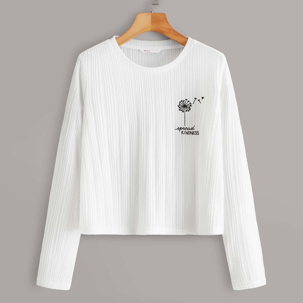 

Dandelion & Letter Embroidered Tee, White
