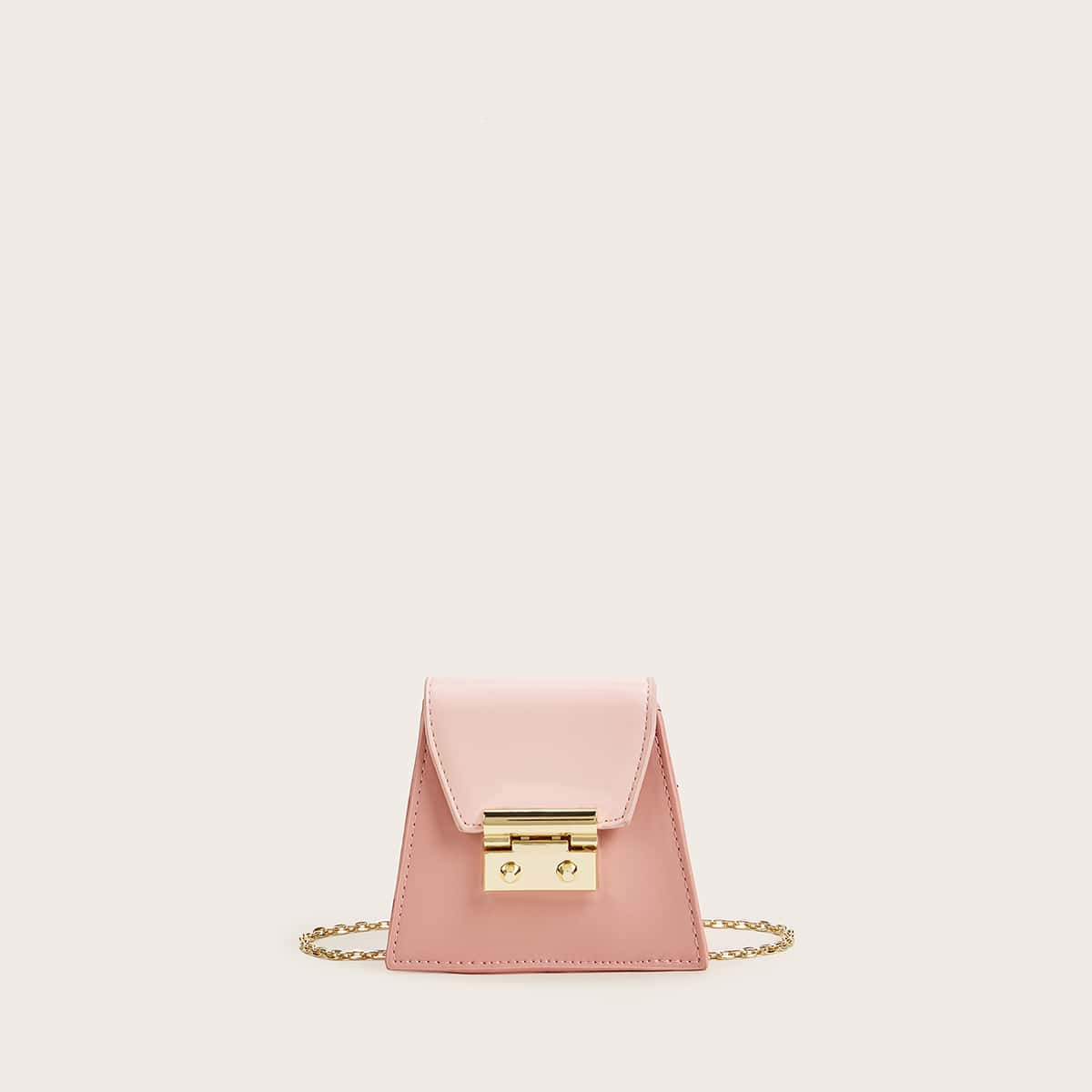 

Mini Push Lock Chain Crossbody Bag, Pink