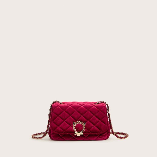 

Bow Decor Quilted Chain Bag, Red
