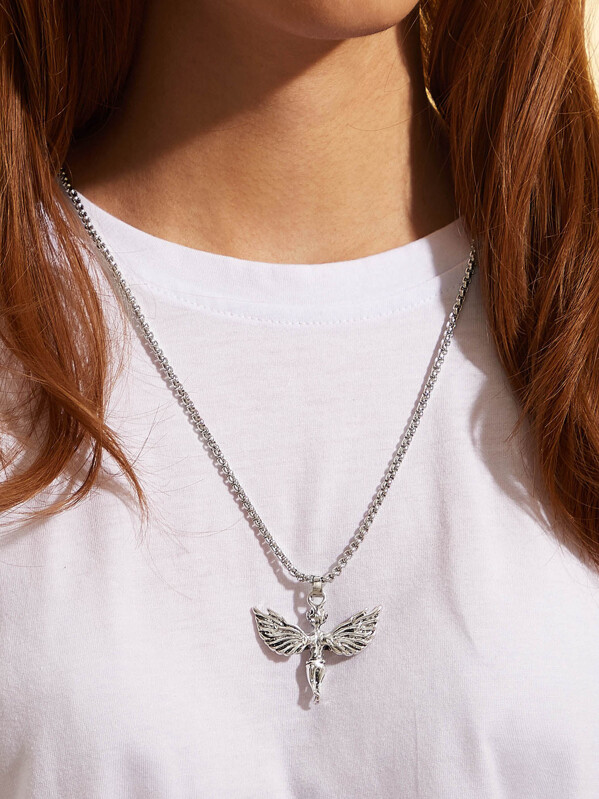 

1pc Angel Charm Necklace, Silver