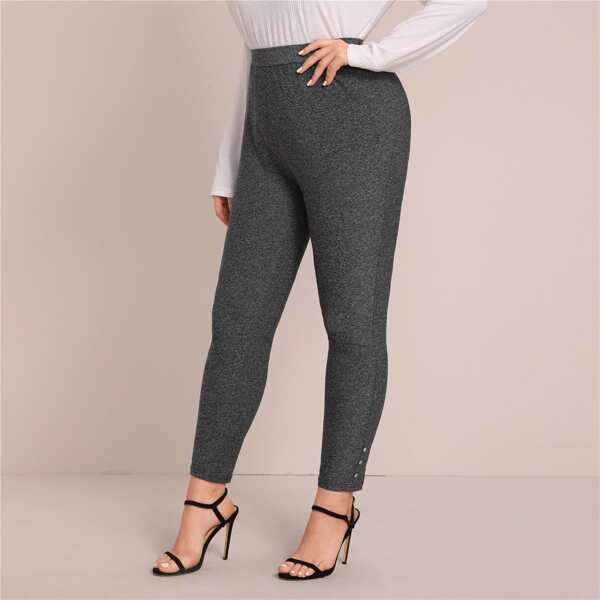 

Plus Elastic Waist Space Dye Pants, Grey