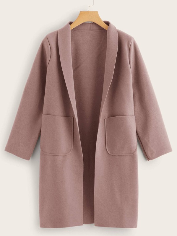 

Shawl Collar Double Pocket Coat, Pink