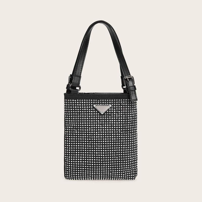 

Rhinestone Decor Chain Satchel Bag, Multicolor