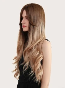 Natural Long Curly Wig With Middle Bang - Multicolor - View 5