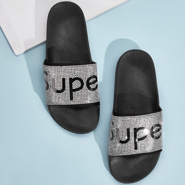 

Rhinestone Decor Letter Graphic Sliders, Black