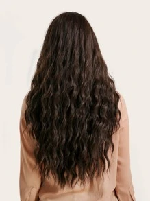 Natural Long Curly Wig With Bang - Brown - View 2