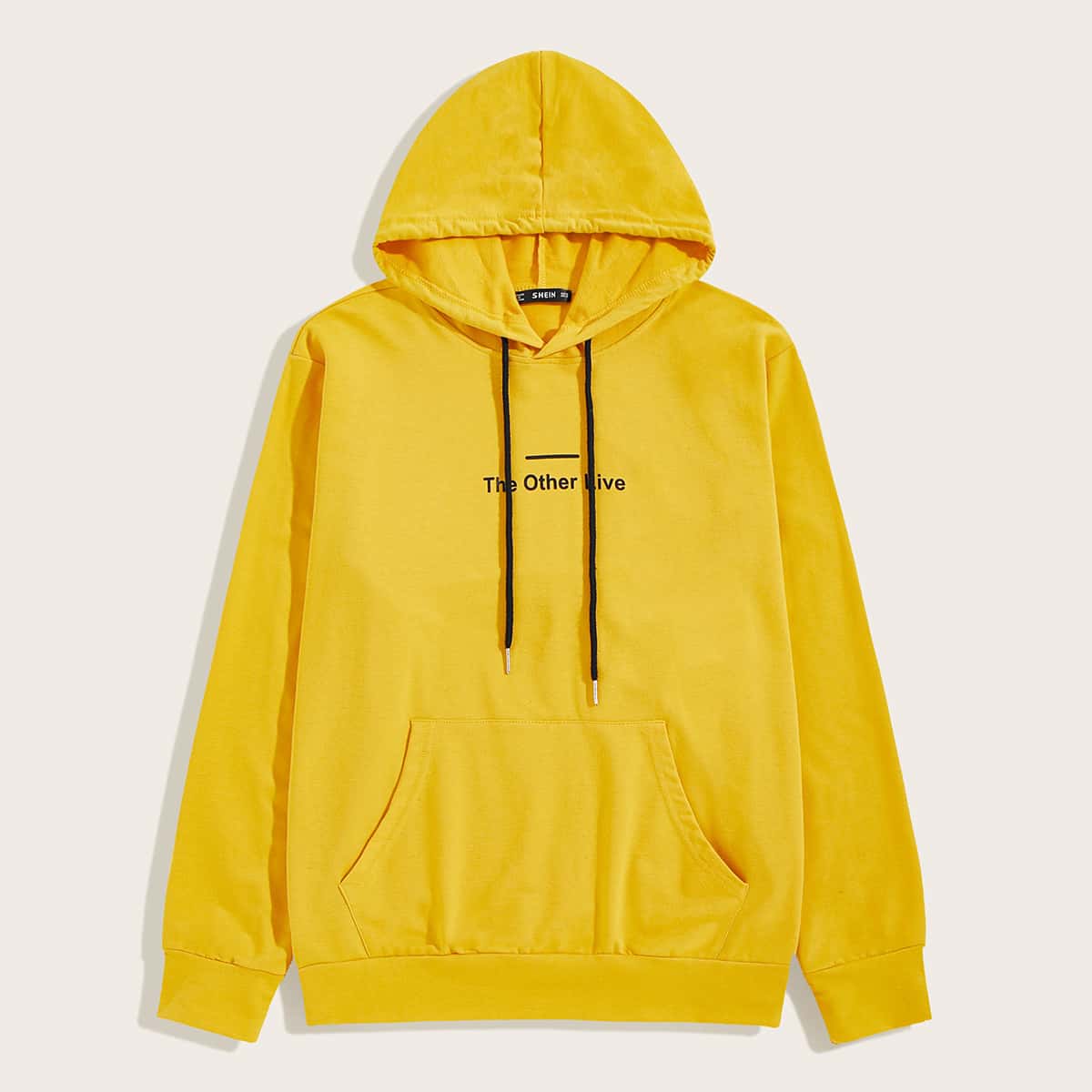 

Guys Slogan Graphic Pouch Pocket Hoodie, Yellow bright