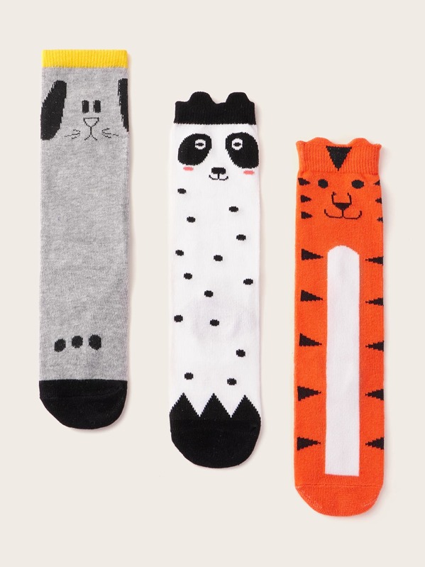 

3pairs Boys Cartoon Graphic High Tube Socks, Multicolor
