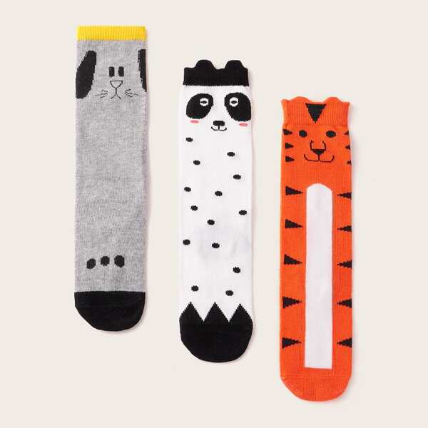

3pairs Boys Cartoon Graphic High Tube Socks, Multicolor