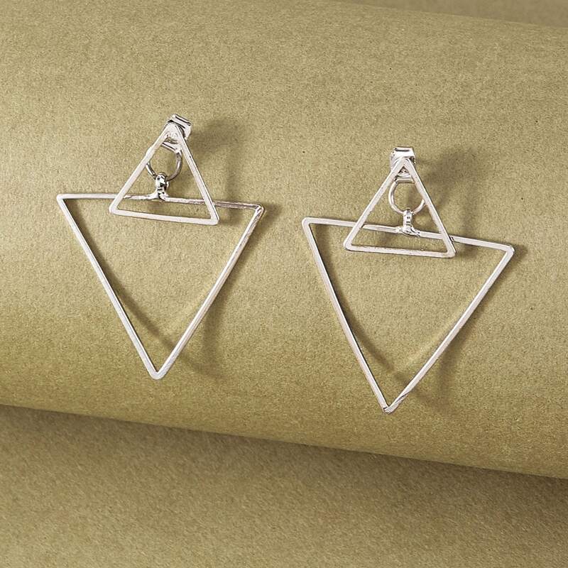 

1pair Twin Triangle Earrings, Silver
