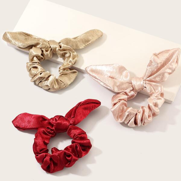 

3pcs Girls Ear Decor Scrunchie, Multicolor