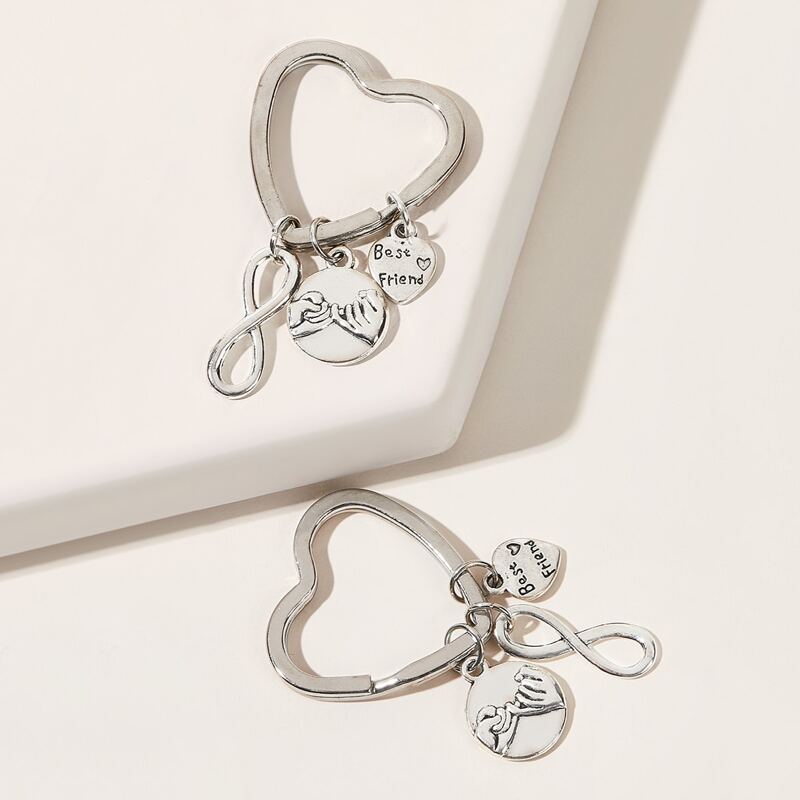 

2pcs Infinity & Heart Charm Keychain, Silver