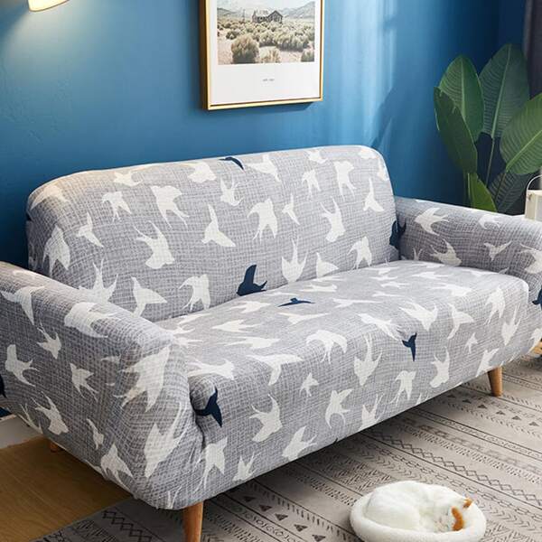 

1pc Swallow Pattern Sofa Cover, Grey