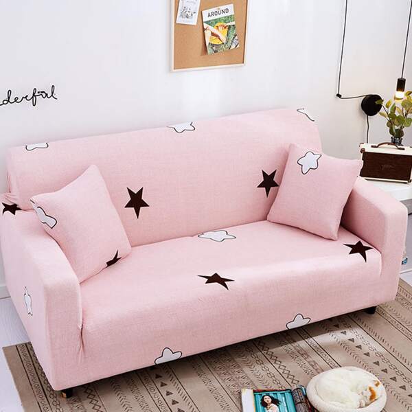 

1pc Star Print Sofa Cover, Pink