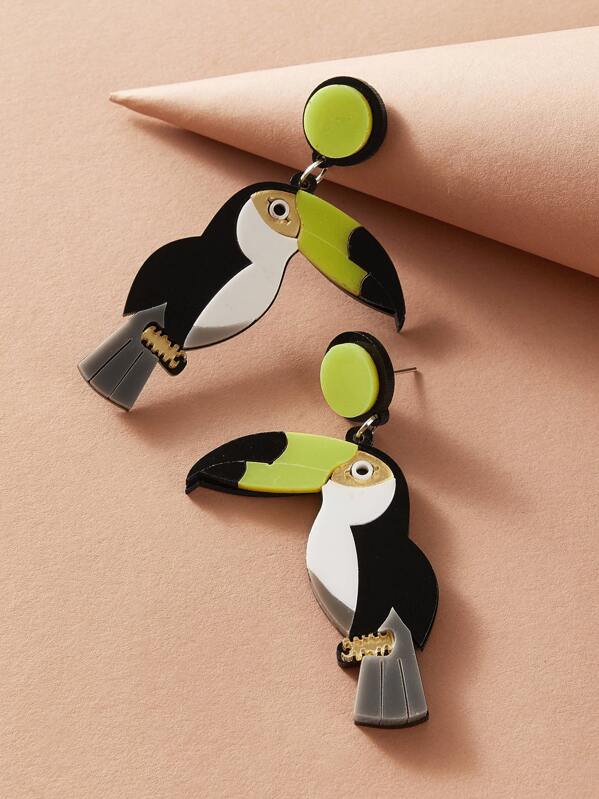 

1pair Parrot Shaped Drop Earrings, Multicolor