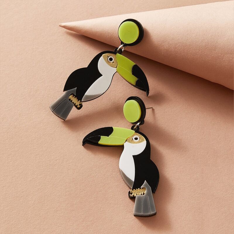 

1pair Parrot Shaped Drop Earrings, Multicolor