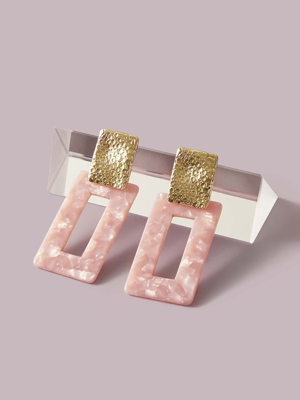 

1pair Textured Geometric Earrings, Multicolor