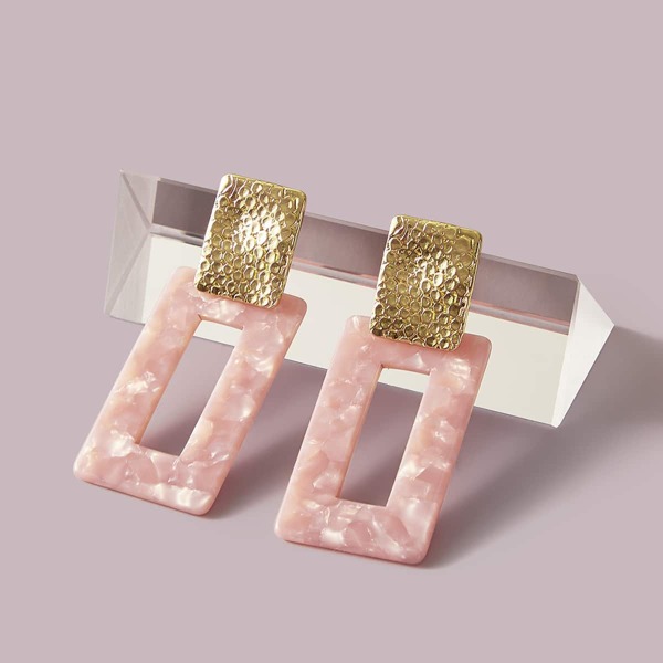 

1pair Textured Geometric Earrings, Multicolor