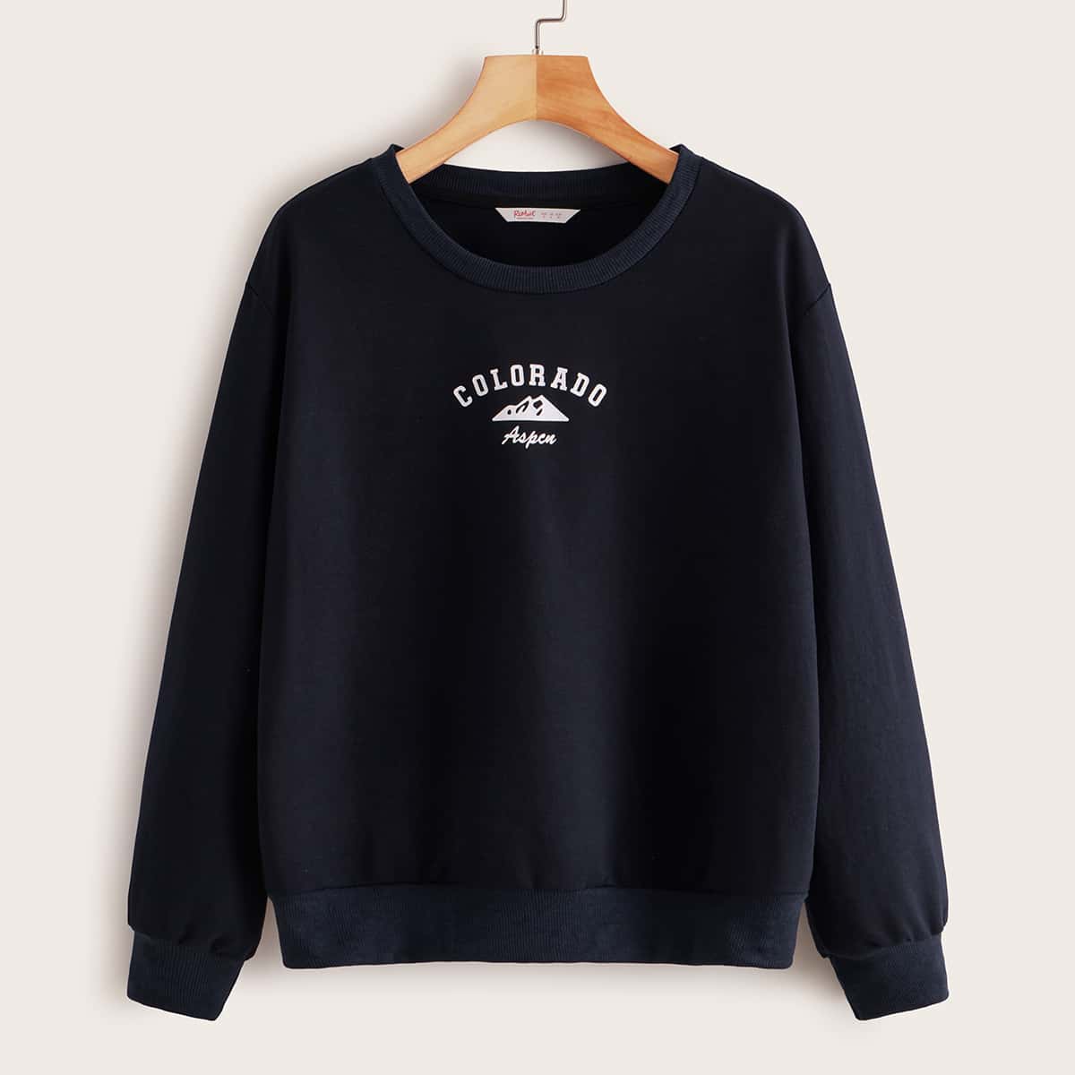 

Letter Graphic Drop Shoulder Sweatshirt, Navy blue