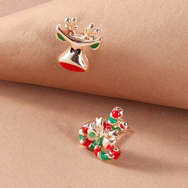 

1pair Christmas Stud Earrings, Multicolor