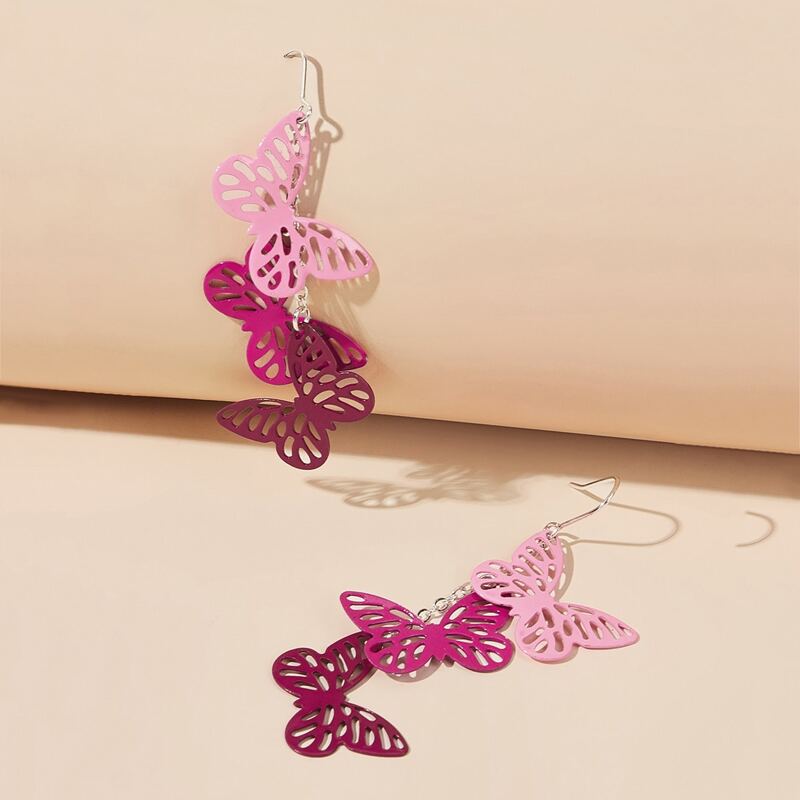 

1pair Hollow Butterfly Drop Earrings, Multicolor