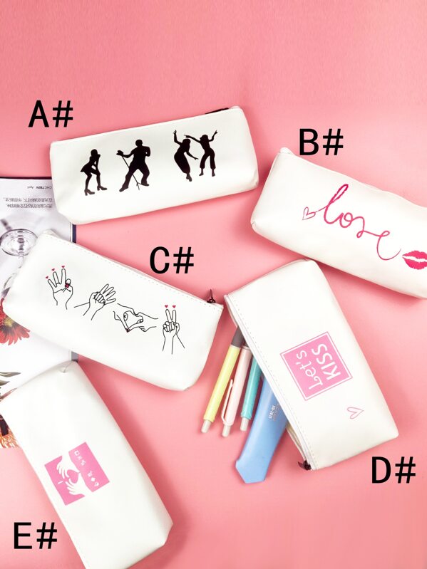 

1pc Cartoon Graphic Zipper Pencil Bag