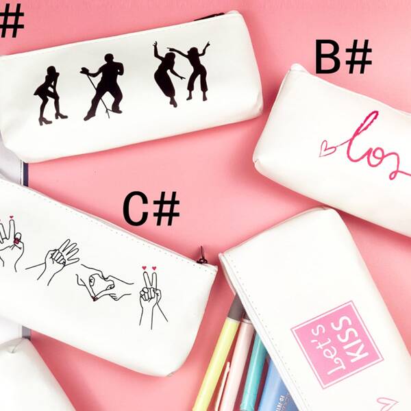 

1pc Cartoon Graphic Zipper Pencil Bag