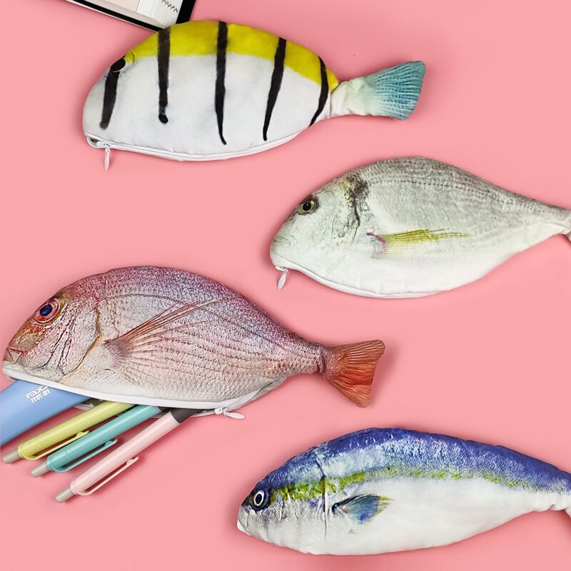 

1pc Simulated Fish Shaped Pencil Bag
