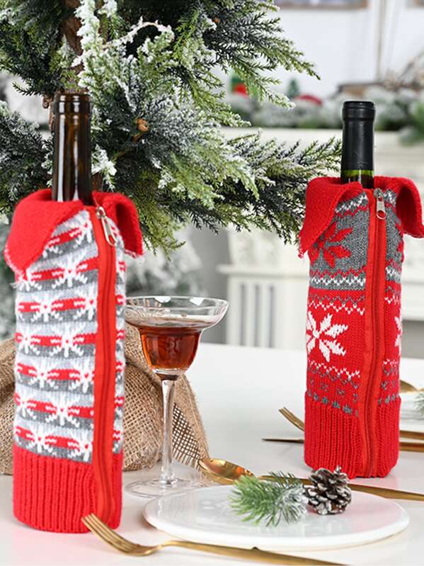 

1pc Christmas Wine Bottle Cover, Multicolor