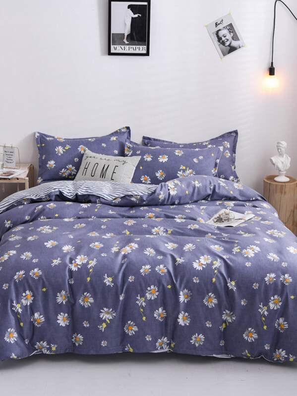 

Small Daisy Overlay Print Sheet Set, Blue
