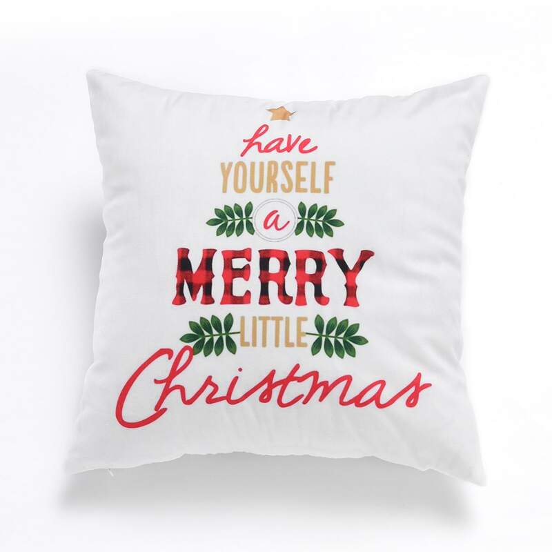 

Christmas Slogan Print Cushion Cover Without Filler, Multicolor