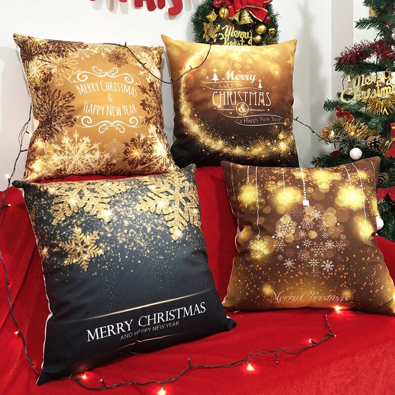 

1pc Christmas Print Cushion Cover Without Filler, Multicolor