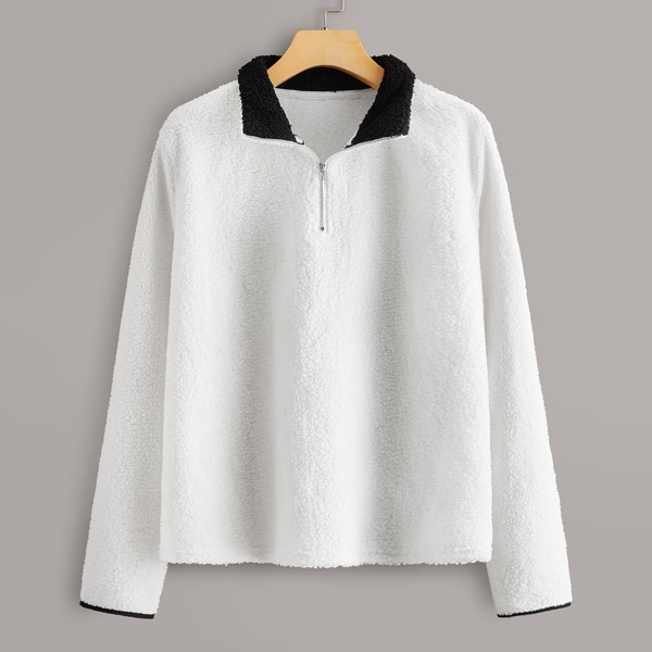 

Quarter Zip Teddy Sweatshirt, White